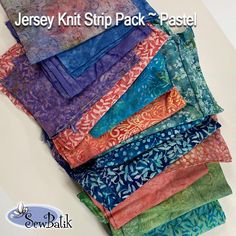 the jersey knit strip pack - pastel is laid out on top of each other