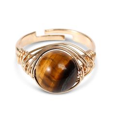 Jeulia "Spiritual Balance" Natural Tiger's Eye Adjustable Ring - Jeulia Jewelry Delicate Wedding Ring, Spiritual Balance, Cheap Engagement Rings, Gem Jewelry, Tiger's Eye, Gems Jewelry, Crystal Rings, Elegant Earrings, Perfect Ring