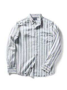 Supima Oxford Shirt - Coastal Skies Stripe White Relaxed Fit Yarn-dyed Top, White Relaxed Fit Yarn-dyed Shirt, Casual Relaxed Fit Yarn-dyed Shirt, Classic Yarn-dyed Tops With Relaxed Fit, Classic Relaxed Fit Yarn-dyed Shirt, Classic Yarn-dyed Shirt In Relaxed Fit, Spring Cotton Shirt For Everyday, Long Sleeve Yarn-dyed Cotton Tops, Yarn-dyed Long Sleeve Cotton Tops