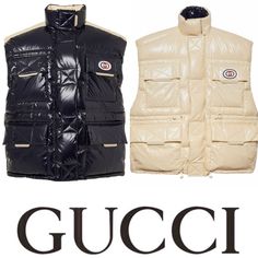 Bringing Innovation To Outerwear Design, Gucci's Aria Reversible Down Puffer Vest Jacket Can Alternate Between Shiny Deep Navy And Glossy Ivory. Featuring A High Neck, Flap Pockets With Velcro, An Interlocking G Patch, And Zip-Through Front With Velcro Closure, This Piece Is Warm, Stylish, And Versatile. Reversible. Buy One & Get Two Vest. One Side: Dark Blue Shiny Nylon With Down Padding; Other Side: Ivory Shiny Nylon With Down Padding - Reversible - Flap Pockets With Velcro Closure - Zip And V Gucci Jacket, Reversible Vest, Puffer Vest, Black Cream, Flap Pocket, Mens Fitness, Vest Jacket, Dark Blue, Mens Jackets