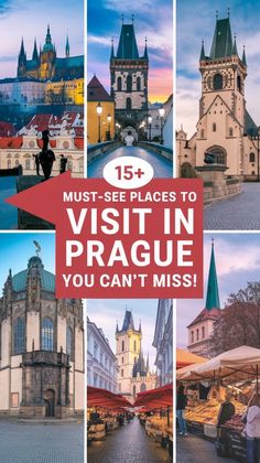 an image with the words must see places to visit in prague you can't miss