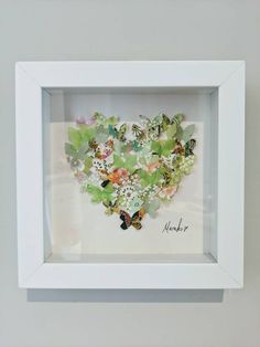 a white frame with some butterflies in it