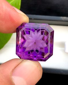 Square Flower Cut Amethyst Gemstone , Amethyst Jewelry , Purple Amethyst - 36 Carats , 19*19*14 mm Zodiac Sign Aquarius, Amethyst Birthstone, Born In February, Jewelry Purple, Peridot Crystal, Golden Ring, Amethyst Jewelry, Spiritual Awareness, Purple Hues