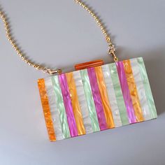 Top Seller for Women Box Clutch Bag Colorful Striped Patchwork Evening bag Party Wedding Purse, Women's Bags Square Box Bag For Summer Gifts, Trendy Rectangular Box Bag For Party, White Square Box Bag For Party, Trendy Multicolor Evening Bag, Rectangular Box Bag For Summer Gift, Pink Square Box Bag For Party, Green Square Party Bag, Green Square Party Bags, Square Green Shoulder Bag For Party