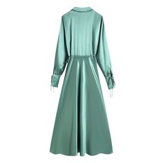 F00149708-101 Green Long Sleeve Satin Dress For Formal Occasion, Green Satin Long Sleeve Dress For Formal Occasions, Green Long Sleeve Midi Dress For Formal Events, Spring Green Long Sleeve Formal Dress, Green Long Sleeve Formal Dress For Spring, Green Long Sleeve Dress For Spring Formal, Elegant Green Long Sleeve Satin Dress, Green Midi-length Long Sleeve Evening Dress, Chic Green Maxi Dress For Fall