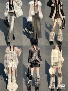 Gyaru Fashion Winter, 2000s Winter Fashion, Y2k Winter Outfits, Y2k Winter, Winter Y2k, New Rock, Fashion Inspiration Design, Fur Coats