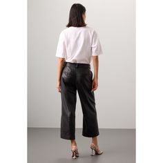 Black faux leather (100% Polyurethane). Pants. Front zipper closure. 35.5" from waist to hemline. Imported. Faux Leather Trousers, Rent The Runway, Closet Designs, Leather Trousers, Jason Wu, Black Faux Leather, Front Zipper, Leather Pants, Faux Leather