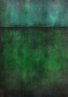 an abstract painting with green and black colors