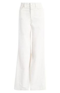 Flaunt retro-chic style in soft stretch-corduroy pants featuring a superhigh waist and full-length, figure-elongating wide legs. 33" inseam; 14" leg opening; 10 3/4" front rise (size 27) Zip fly with button closure Five-pocket style 98% cotton, 2% elastane Machine wash, line dry Made in Italy Wide Leg Corduroy Pants, Wide Legs, Retro Chic, Nordstrom Store, Fabric Gifts, Free Fabric, Corduroy Pants, Glow Up?, Chic Style