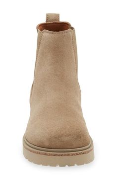 "Find BIRKENSTOCK Highwood Chelsea Boot on Editorialist. Chunky lugs lend rugged grounding to this robust Chelsea boot crafted from rich leather and cushioned by the brand's iconic cork-enhanced footbed. 1 1/2\" heel; 1 1/4\" platform (size 39) 5 1/2\" shaft Removable, cushioned insole with arch support Leather upper/textile lining/rubber sole Made in Portugal" Chelsea Boot, Arch Support, Birkenstock, Chelsea Boots, Cork, Rubber Sole, Chelsea, Leather Upper, Arch