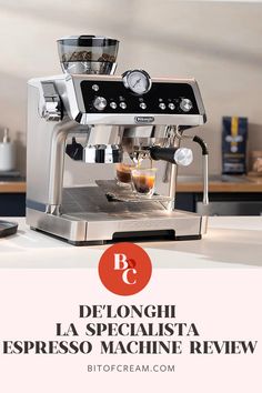 an espresso machine with the words delongui la specialita espresso machine review