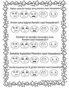 an adult coloring page with different emoticions and words in the same language on it