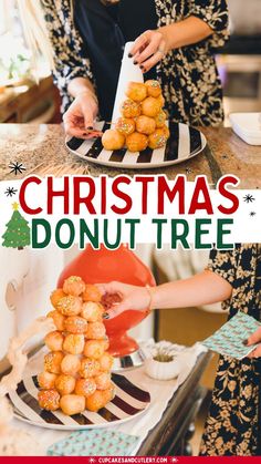 Make a Donut Tree for all your Christmas parties. It's an easy DIY to do at home and is great for a dessert, centerpiece or holiday brunch idea. Christmas Brunch Birthday Party, Christmas Party Brunch Ideas, Dessert Centerpiece, Donut Tree, Tree For Christmas, Best Brunch Recipes, Diy Donuts, Breakfast Party, Holiday Brunch