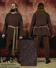 New wool Viking tunic ,machine sewn. Long Sleeve Brown Tunic For Fall, Brown Long Sleeve Tunic For Fall, Viking Tunic Women, Viking Costume Tunic, Viking Trousers, Viking Tunic Embroidery, Historically Accurate Viking Clothing, Viking Tunic, Mens Costumes