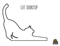 a black and white drawing of a cat with the caption'cat door stop '