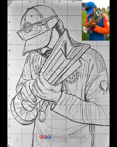 a drawing of a baseball player holding a bat