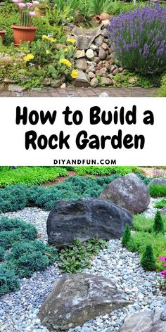 a rock garden with text overlay that reads how to build a rock garden