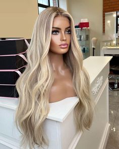 Blonde Highlights Lace Front Wigs for White Women 100% Human Hair Synthetic Wigs Blonde, Blonde Wigs Long, Wigs Blonde Long, Creamy Vanilla Blonde Hair, Change Hairstyle, Perfect Blonde Hair, Wigs For White Women, Buy Wigs, Beige Color Palette