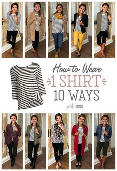 One Striped Top, Ten Ways | Just Posted | Bloglovin’ Outfits With Striped Shirts, Mode Tips, Teaching Outfits, Fashion Capsule, Work Fashion, Fall Winter Outfits, Striped Tee, Outfits Casuales