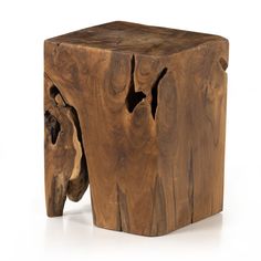 Teak Square Outdoor Stool Four Hands 227026-002 Solid Wood Side Table, Teak Side Table, Natural Teak Wood, Accent Stool, Modern Stools, Outdoor Stools, Outdoor Side Table, Rustic Lodge, Wood Stool