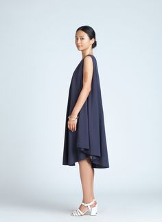 Dark Blue Jade Tent Sleeveless Dress Casual Sleeveless Dress With Relaxed Fit, Versatile Sleeveless Daywear Dress, Chic Sleeveless Dress With Relaxed Skirt, Chic Fluid Sleeveless Dress, Versatile Sleeveless Midi Dress For Daywear, Chic Sleeveless Fluid Dress, Casual Sleeveless Dress With Relaxed Skirt, Chic Blue Dress With Relaxed Skirt, Chic Blue Dresses With Relaxed Skirt