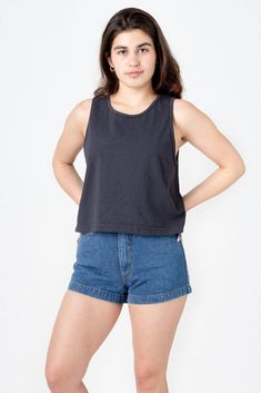 1833GD - Garment Dye Mid-Tank                            – Los Angeles Apparel Staple Tops, La Outfits, Atkins Diet, Basic Shirts, Off White Color, Off Black, Favorite Shirts, Cute Tops, Cute Shirts