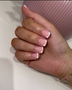 Gel Overlay Nails, White Tip Acrylic Nails, Overlay Nails, Pink French, Long Square Acrylic Nails