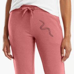 pink drawstring sweatpants with earthworm graphic on left leg Earthworms, Jogger Sweatpants