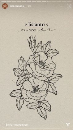 a black and white drawing of flowers with the words italiano in spanish on it