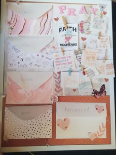 a collage of cards and magnets with words written on them that say faith