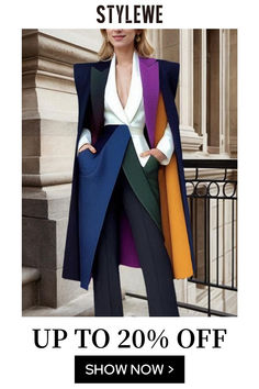 Elegant Multicolor Blazer With Notch Lapel, Chic Multicolor Patchwork Outerwear, Multicolor Blazer With Lapel Collar For Work, Elegant Multicolor Blazer For Fall, Elegant Multicolor Fall Blazer, Multicolor Formal Outerwear For Fall, Fall Patchwork Outerwear For Office, Chic Multicolor Workwear Outerwear, Tailored Multicolor Formal Outerwear