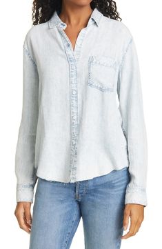 Rails Ingrid Raw Hem Chambray Shirt | Nordstrom Raw Jeans, Lounge Top, Under Clothing, Wardrobe Update, Chambray Shirt, Cut Shirts, Acid Wash, Base Layer, Chambray