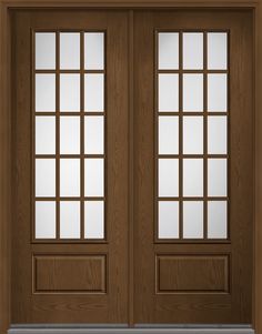 a double door with glass panels and sidelights