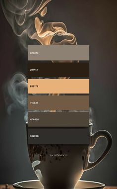 Colour Pallete Combinations, Coffee Colour Palette, Coffee Shop Color Palette, Graphic Design Color Palette, Coffee Color Palette, Coffee Palette, Moodboard Background, Bronze Color Scheme, Color Palette Light