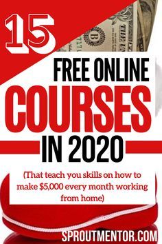 a red ribbon with the words 15 free online courses in 2020 on it and an image of