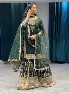 Sharara Suit Pakistani, Desi Fits, Sequence Embroidery, Sharara Suit, Delicate Embroidery, Party Wear Lehenga, Party Kleidung, Work Suits, Sequence Work