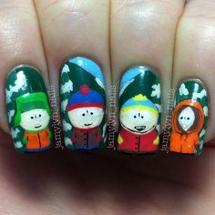 South Park Nails jamylyn_nails South Park Nails, Sp Wallpaper, Nails Cartoon, Nail Designs Pictures, Makeup Nails Art, Nail Polish Art, Nail Paint, Nails Nail