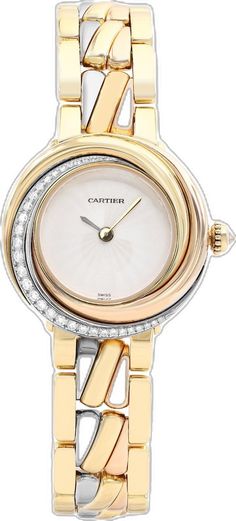 Cartier Yellow Gold Watch With Diamond Hour Markers, Designer Cartier Watches For Anniversary, Cartier Yellow Gold Watches With Metal Dial, Cartier Yellow Gold Diamond Watch Gift, Cartier Diamond Watch In Yellow Gold, Designer Gold Wedding Watches, Designer Gold Watches For Wedding, Timeless Yellow Gold Diamond Watch With Rotating Bezel, Formal White Gold Diamond Watch With Rotating Bezel