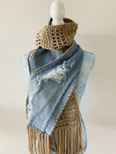 Boho Scarf, Bohemian Scarf, Denim Scarf, Denim Accessories, Hippie Scarf, Boho Denim, Boho Accessories, Fringe Scarf, Gift for Her - Etsy Denim Scarf, Hippie Scarf, Bohemian Scarf, Bohemian Scarves, Boho Scarf, Boho Denim, Boho Scarfs, Boho Accessories, Fringe Scarf