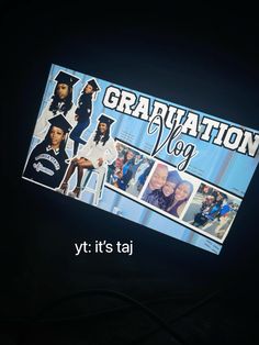 an advertisement for graduation day with pictures of women in caps and gowns on it