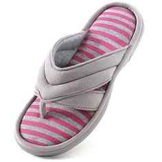 PRICES MAY VARY. Classic stripe is the timeless fashion element! Comfy suede upper, bright color stripe insole; These memory foam flip flop slipper are summer-like and stylish. Breathable terry cloth lining keeps your feet refreshing and dry in spring and summer. Padded with one layer of high-density memory foam, multi-layered thickening foam, these ladies footwear really pamper your feet in comfy softness and keep each of your steps like walking on the pillows High-quality rubber sole increase Striped Flats, Open Toe Slippers, Slip And Slide, Flip Flop Slippers, House Shoes, Slides Shoes, Color Stripes, Flip Flop, Slide Sandals