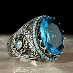 Ethnic Bohemia Style With Big Blue Oval Cz Vintage Ring, Mlnn1381 Size: 6 Metal: 925 Sterling Silver Plated Stone: Cubic Zirconia Best Quality Available Ring Size: 6, 7, 8, 9 Gift For Women, Christmas, Birthday, Vacation, Mother's Day, Valentine's Day, Wedding, Engagement , Bridal, Promise, Anniversary, Party Thank You For Visitng! Turkish Rings, Ring Man, Bracelet Viking, Green Stone Rings, Carved Ring, Blue Stone Ring, Punk Jewelry, Average Weight, Aquamarine Stone