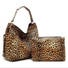 2n1 Leopard Print Crossbody Bag With Side Pockets & Hobo Purse -Faux-Leather Material -Leopard Print -Adjutsable Shoulder Strap -Gold-Tone Hardware -Exterior - 2 Side Pockets -Interior Of Inner Bag - 1 Zipper Pocket And 2 Slip Pockets -Closure - Magnetic Snap Comfortably Fits Ipad,Ipad Mini, Laptops, And Tablets 12" Or Under. Fits All Personal Items; Cell Phone, Wallet, And Makeup Bag Easily. Dimensions - 12.5"L X 7.5"W X 12.5"H, 8" Drop Handle Inner Bag - 9.5"L X 3.5"W X 10.5"H St5119l00 Leopard Print Rectangular Bag For Everyday Use, Top Handle Bags In Leopard Print, Leopard Print Large Capacity Satchel Bag, Leopard Print Top Handle Shoulder Bag, Leopard Print Everyday Bags With Handles, Everyday Leopard Print Bag With Handles, Leopard Print Tote Shoulder Bag For Shopping, Leopard Print Top Handle Bag, Leopard Print Bag With Double Top Carry Handle