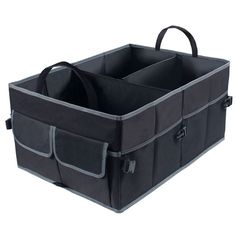 a large black storage bag with two compartments