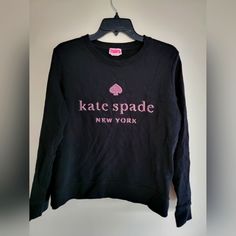 Kate Spade Embroidered Logo Sweatshirt * New Without Tags * * Color Black & Pink * * Size: Medium * * Measurements: Pit To Pit 20,5’, Length 24’, Sleeve Length 24’ Fitted Black Top With Embroidered Logo, Black Tops With Embroidered Logo For Spring, Kate Spade Fitted Casual Tops, Fitted Long Sleeve Tops With Embroidered Logo, Embroidery Sweater, Logo Sweatshirt, Logo Embroidery, Embroidery Logo, Kate Spade