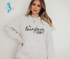 Boundaries On shirt, Boundaries sweatshirt, Mental Health shirt, self love shirt, therapy shirt, self care shirt, respect boundaries shirt ~ Unisex Sweatshirt poly/cotton blend and super soft! They run true to size- see size chart for more details For an oversized look, go up a size. CARE INSTRUCTIONS❤️ ~Wash item inside out in cold water. Wash with like colors. Tumble dry low or flat dry. Do not bleach, do not dry clean, do not iron directly on the design. Thank you for taking the time to visit Self Care Shirt, Self Love Shirt, Real Estate Shirts, Valentines For Singles, Trendy Mom, Mama Sweatshirt, Flower Shirt, Love Shirt, Valentines Shirt