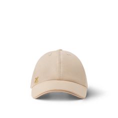 LOUIS VUITTON® - Lv Iconic Cap - Beige Luxury Beige Baseball Cap, Luxury Beige Hat With Embroidered Logo, Luxury Beige Visor Hat, Luxury Beige Visor Baseball Cap, Luxury Beige Baseball Cap With Curved Brim, Cap Collection, Monogram Pattern, Louis Vuitton Official, Gold Color