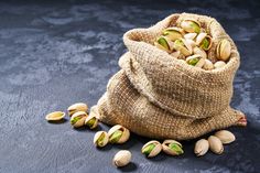 a bag full of nuts sitting on top of a table