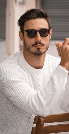 Mens Sunglasses 2022, Brown Sunglasses Outfit, Moustache Style, Glasses Outfit, Portrait References