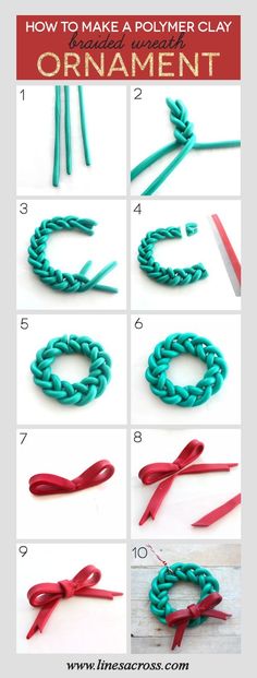 how to make a polymer clay ornament with scissors and yarn - step by step instructions